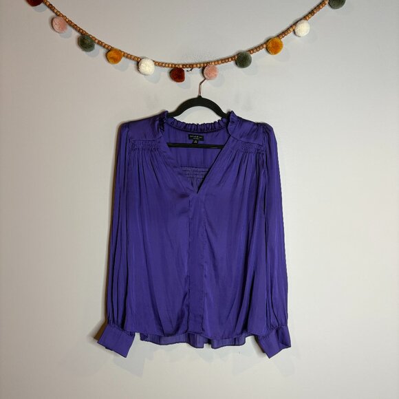 Current Air Purple Smocked Shoulder blouse - Picture 2 of 6